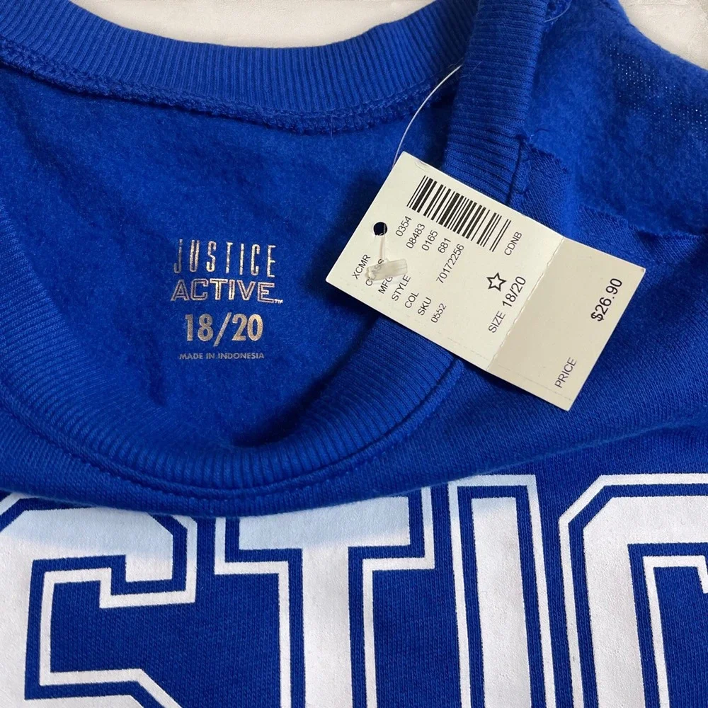 Justice Girls Logo Cold Shoulder Cutoff Sweatshirt 18/20‎ New With Tags